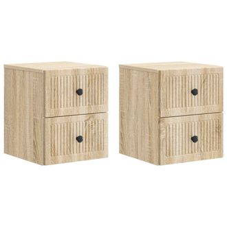 vidaXL Mesita De Noche De Pared 2 Pcs Roble Sonoma 33 X 34,5 X 40 Cm Vidaxl