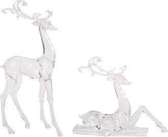 Melrose International Modern Clear Acrylic Holiday Deer Figurine (Set of 2) - Clear
