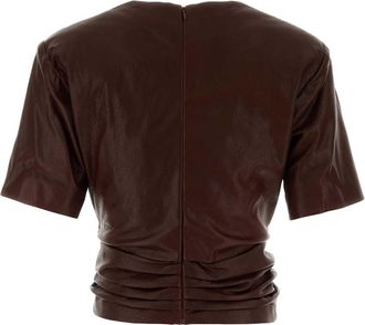 Magda Butrym Womens Leather Blouse Brown Ovine
