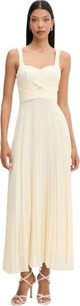 Patrizia Pepe Lange Geplooide Cr&ecirc;pe Jurk - Dames - Avondkleed - Beige - M - Polyester - Kleedjes