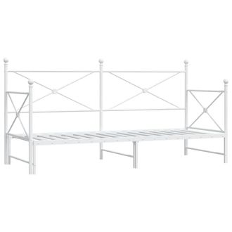 Berkfield Home Daybed with Trundle without Mattress White 90x200 cm Steel