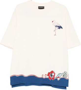 Dsquared2 Beige Silk And Nylon Lightweight T-Shirt