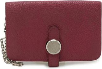 Herm&egrave;s Pre-owned Mini Bags, female, Red, Size: ONE SIZE Pre-owned Dogon Key Case Leather Purple