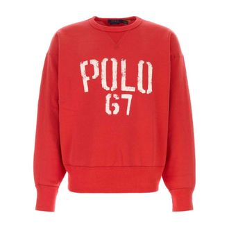 Polo Ralph Lauren Sweatshirts, male, Red, Size: XL Cotton Blend Sweatshirt