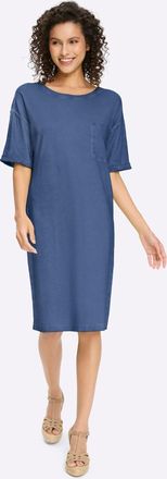 Heine Jerseykleid HEINE Jersey-Kleid, Damen, Gr. 34, Normalgr&ouml;ssen, jeansblau, Jersey, 100% Baumwolle, unifarben, kurz, Rundhals, Kleider Jerseykleid