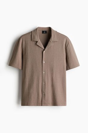 H&M Freizeithemd aus Jersey in Regular Fit - Dunkelbeige