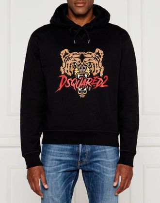 Dsquared2 Mens Angry Bear Logo Cool Fit Hoodie Black Clothing > Knitwear