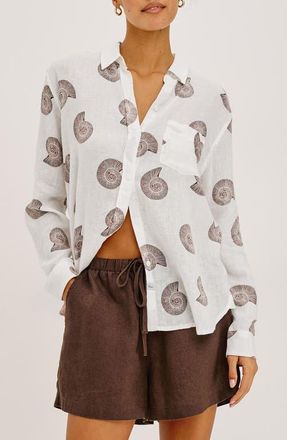 Rails Charli Seashell Print Button-Up Shirt in Spiral Shells at Nordstrom, Size X-Small