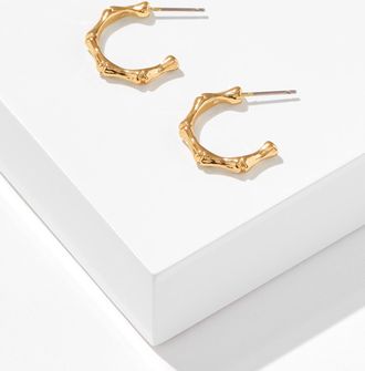 Talbots Bamboo Texture Hoop Earrings - Gold - 001 Talbots