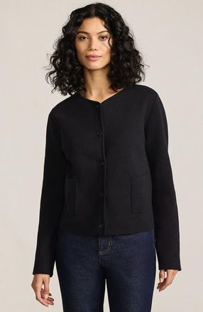 Lands End Fine Gauge Cotton Milano Blazer Sweater in Black at Nordstrom, Size X-Small Short