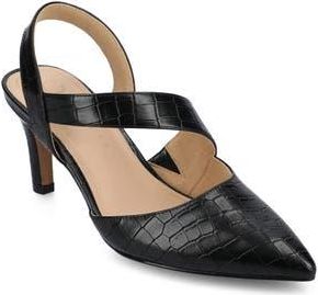 Journee Collection Scarlett Pointed Toe Pump in Croco/black at Nordstrom Rack, Size 9.5