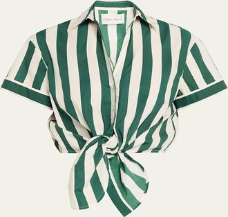 Cara Cara Asbury Tie-Front Cotton Button-Front Top