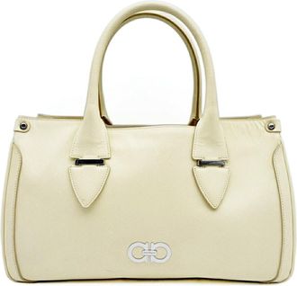 Ferragamo Gancini Ivory Leather Tote Bag (Pre-Owned)