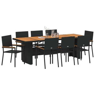 Berkfield Home Modern 9 Piece Garden Dining Set Black Poly Rattan