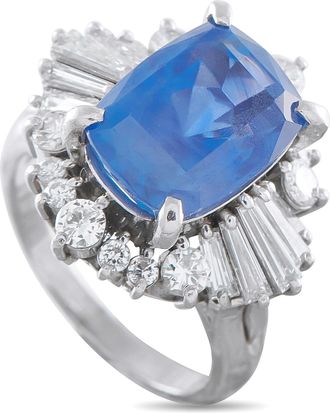 Luxury Bazaar Platinum 1.11ct Diamond and Sapphire Ring 5418