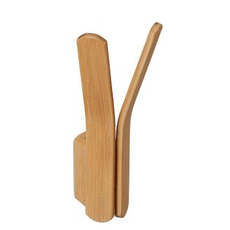 Relaxdays Relaxdays 2x Double Wall Hooks Bamboo, Wall-Mounting, Coat Hangers, Clothes & Towels Rack, HWD: 15 x 6.5 x 6 cm, Natural