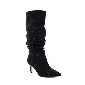 Dune London Womens Ladies Slouch - Ruched Calf-Length Boots - Black Suede - Size UK 3
