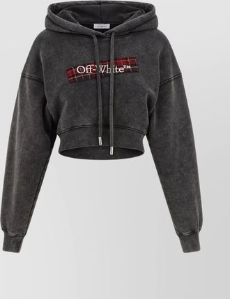 Off-white cropped hoodie plaid patch