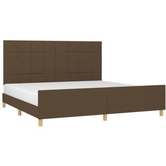 vidaXL Cama Sin Colch&oacute;n Tela Marr&oacute;n Oscuro 200x200 Cm Vidaxl