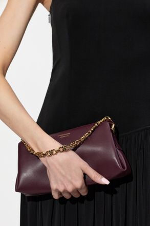 Ferragamo Leather Shoulder Bag, Womens, Burgundy