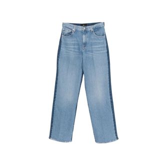 7 For All Mankind Contrast-panels Straight-leg Jeans