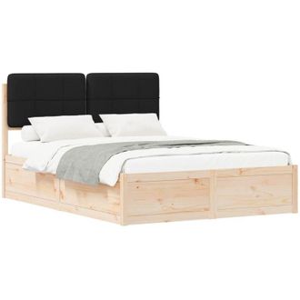 vidaXL Estructura De Cama Con Cabecera Tapizada Negro 140 X 190 Cm Vidaxl