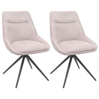 Hhg Hhg - Lote De 2 Sillas De Comedor 066, Silla De Cocina Sill&oacute;n Silla, Giratoria Autoposicionable Metal Tela/textil, Crema-beige