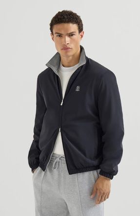 Brunello Cucinelli Bonded nylon reversible outerwear jacket with logo in Navy Blue at Nordstrom, Size X-Small