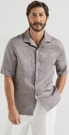 Brunello Cucinelli Short sleeve shirt in Brown at Nordstrom, Size Xxx-Large Eu
