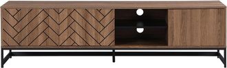 VENTE-UNIQUE.COM Mueble bajo de TV efecto madera negro, color natural oscuro