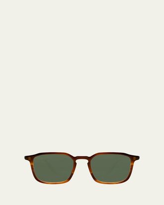 Barton Perreira Mens Keyhole-Bridge Acetate Rectangle Sunglasses