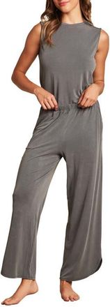 Barefoot Dreams Malibu Collection Sand Washed Jersey Wide Leg Pajamas in Dark Steel Blue at Nordstrom, Size X-Large