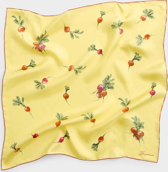 Jacquemus Mens Radish print pure silk scarf