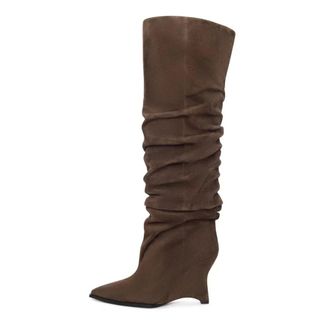 Cesare Gaspari Suede Slouch Laarzen - Dames - Schoenen - Bruin - Maat: 38 EU Su&egrave;de