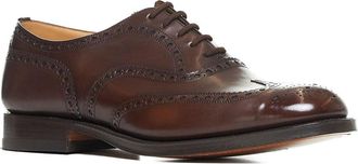Churchs Mens Oxford Brogues Burwood Brown Leather Calf Lace-Up Shoes Flat