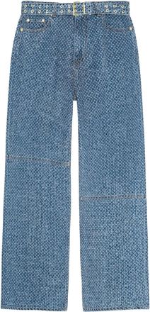 Ganni Jeans a gamba ampia con cintura - Blu