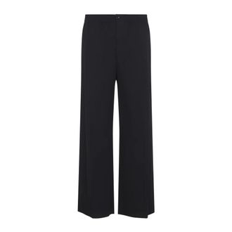 Celine Cotton and Linen Trousers - male - CELINE - Wide Trousers - Black - L - Trousers