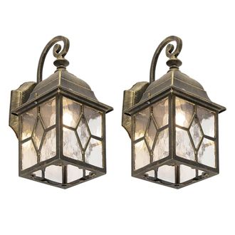 QAZQA Juego de 2 farolillos pared exterior bronce