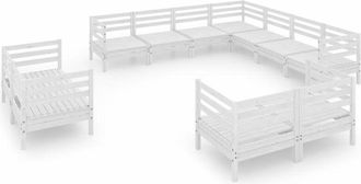 vidaXL Juego De Muebles De Jard&iacute;n 11 Piezas Madera Maciza Pino Blanco Vidaxl