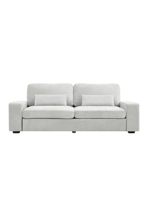 Living and Home 2-Seater Chenille Upholstered Sofa with Pillows in Light Grey