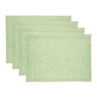 Solino Home Linen Placemats Set of 4, 14 x 19 Inch for Dining Table, Holiday and Everyday Table Decor - Milan in Pistachio at Nordstrom, Size Medium