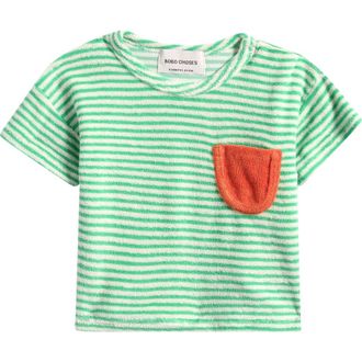 Bobo Choses Green Stripes Terry Cloth T-Shirt at Nordstrom, Size 12M