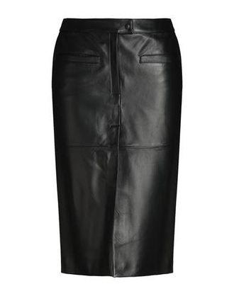 8 by YOOX LEATHER LOW-WAIST MIDI SKIRT
