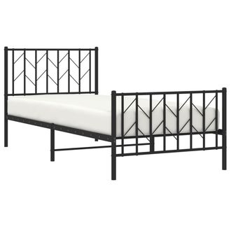 vidaXL Estructura Cama Sin Colch&oacute;n Con Estribo Metal Negro 90x190 Cm Vidaxl