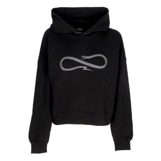 PROPAGANDA Zwarte Cropped Hoodie met Ribbels - Dames - Hoodies - Zwart - L - Katoen - Hoodies & sweatvesten