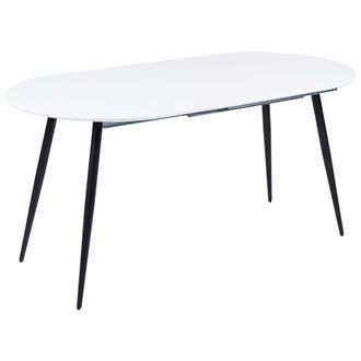 Beliani Mesa De Comedor Extensible Ovalada 120/160 X 80 Cm Muebles De Cocina Tablero Mdf Patas De Acero Blanco Y Negro Starverton