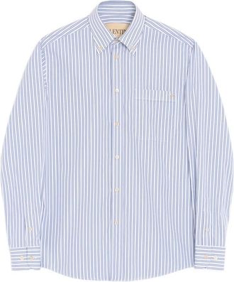 Valentino Garavani Cotton Poplin Shirt With VGold Stripes - Heren - Casual Overhemden - Blauw - M - Katoen - Overhemden