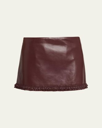 LoveShackFancy Noala Faux Leather Mini Skirt