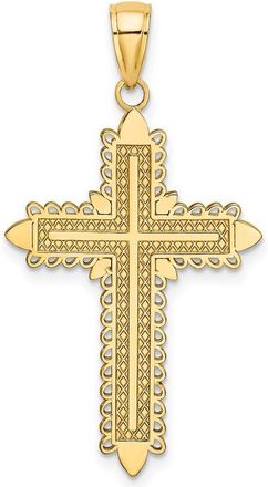 Diamond2Deal 14k Yellow Gold Lace Border Cross Charm Pendant