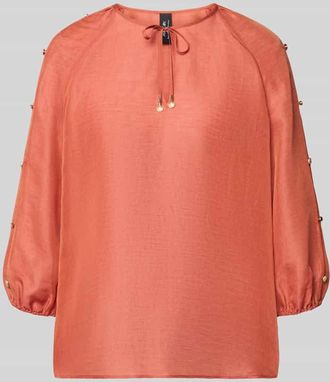 Marc Cain Bluse aus Leinen-Mix mit Zierkn&ouml;pfen in Rostrot, Gr&ouml;&szlig;e 34